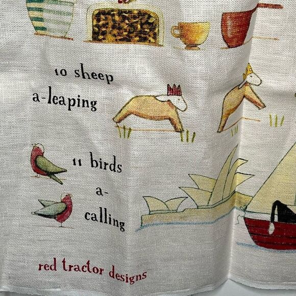 Red Tractor Designs Australia 12 Days Of a Christmas Linen Tea Towel - Picture 10 of 12